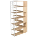 7 Tier Bookcase Home Office Bookshelf, L Shaped Corner Bookcase With Metal Frame, Industrial Style Shelf With Open Storage, Mdf Board Oak Mdf