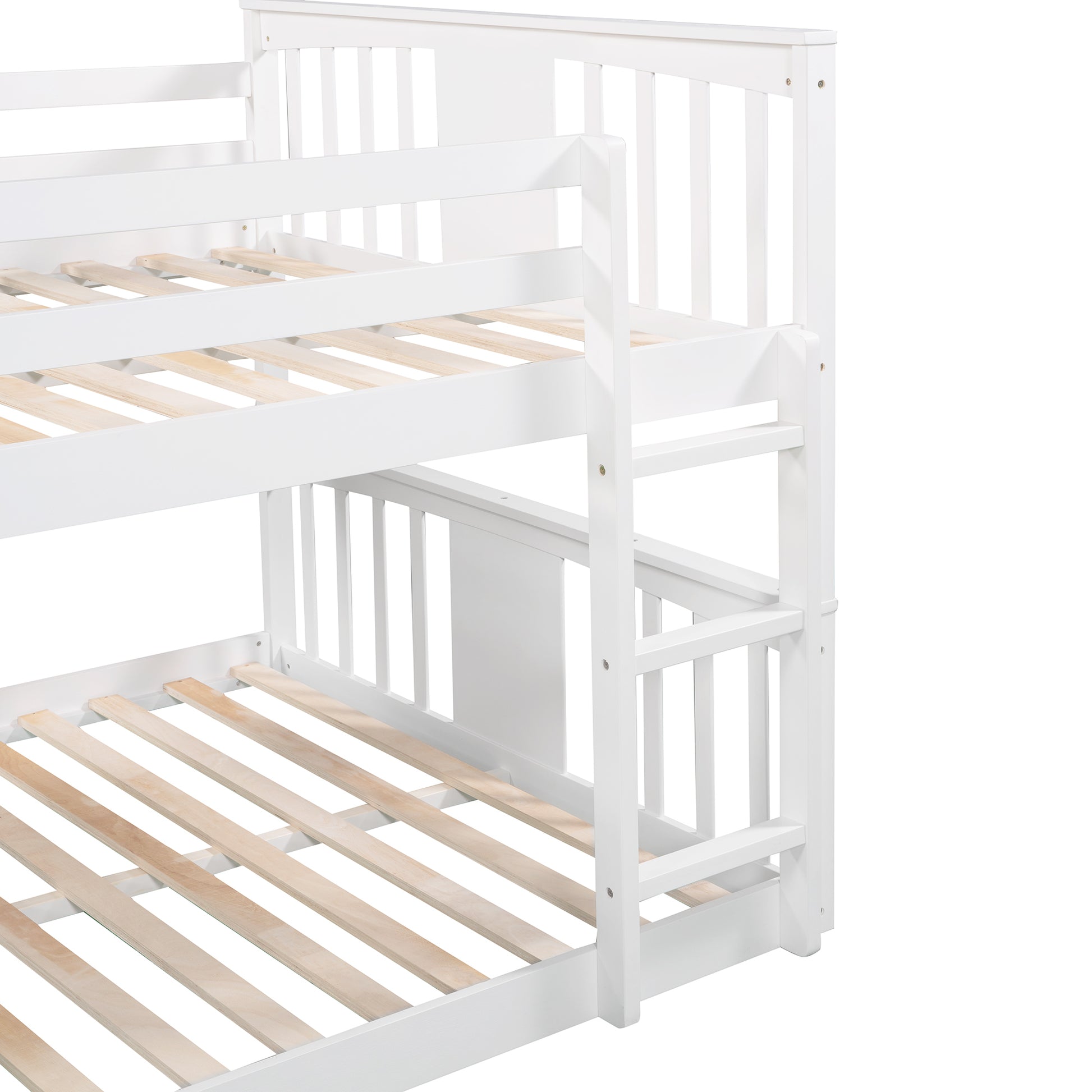 Full Over Full Bunk Bed With Ladder With Slide, White Old Sku :Lp000208Aak White Solid Wood