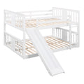 Full Over Full Bunk Bed With Ladder With Slide, White Old Sku :Lp000208Aak White Solid Wood