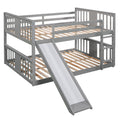 Full Over Full Bunk Bed With Ladder With Slide, Gray Old Sku :Lp000208Aae Gray Solid Wood