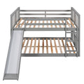 Full Over Full Bunk Bed With Ladder With Slide, Gray Old Sku :Lp000208Aae Gray Solid Wood