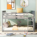 Full Over Full Bunk Bed With Ladder, Gray Old Sku :Lp000207Aae Full Gray Solid Wood