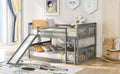 Full Over Full Bunk Bed With Ladder With Slide, Gray Old Sku :Lp000208Aae Gray Solid Wood