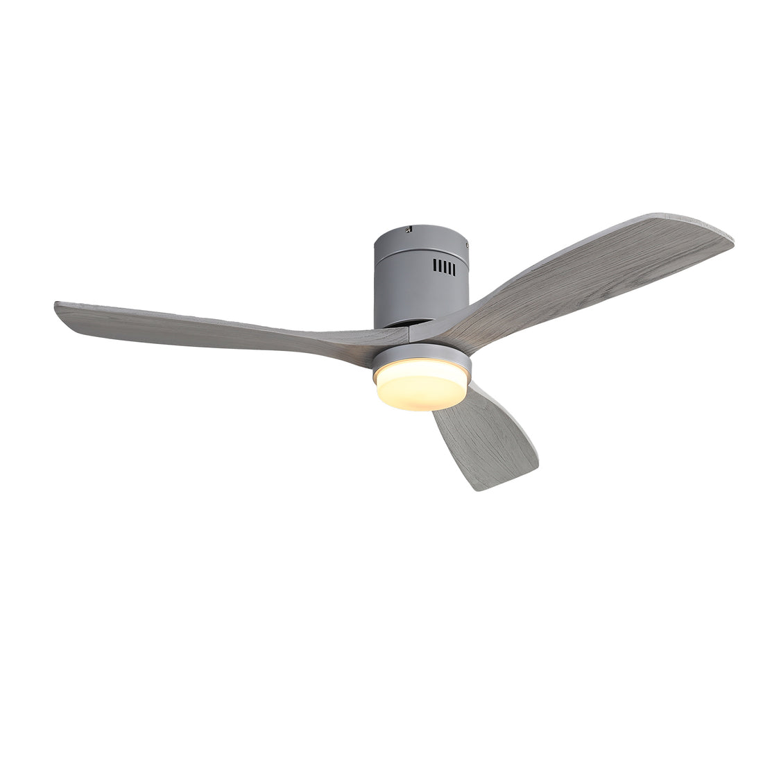 52 Inch S 3 Solid Wood Fan Blade Noiseless Reversible Motor Remote Control With Light Silver Metal & Wood