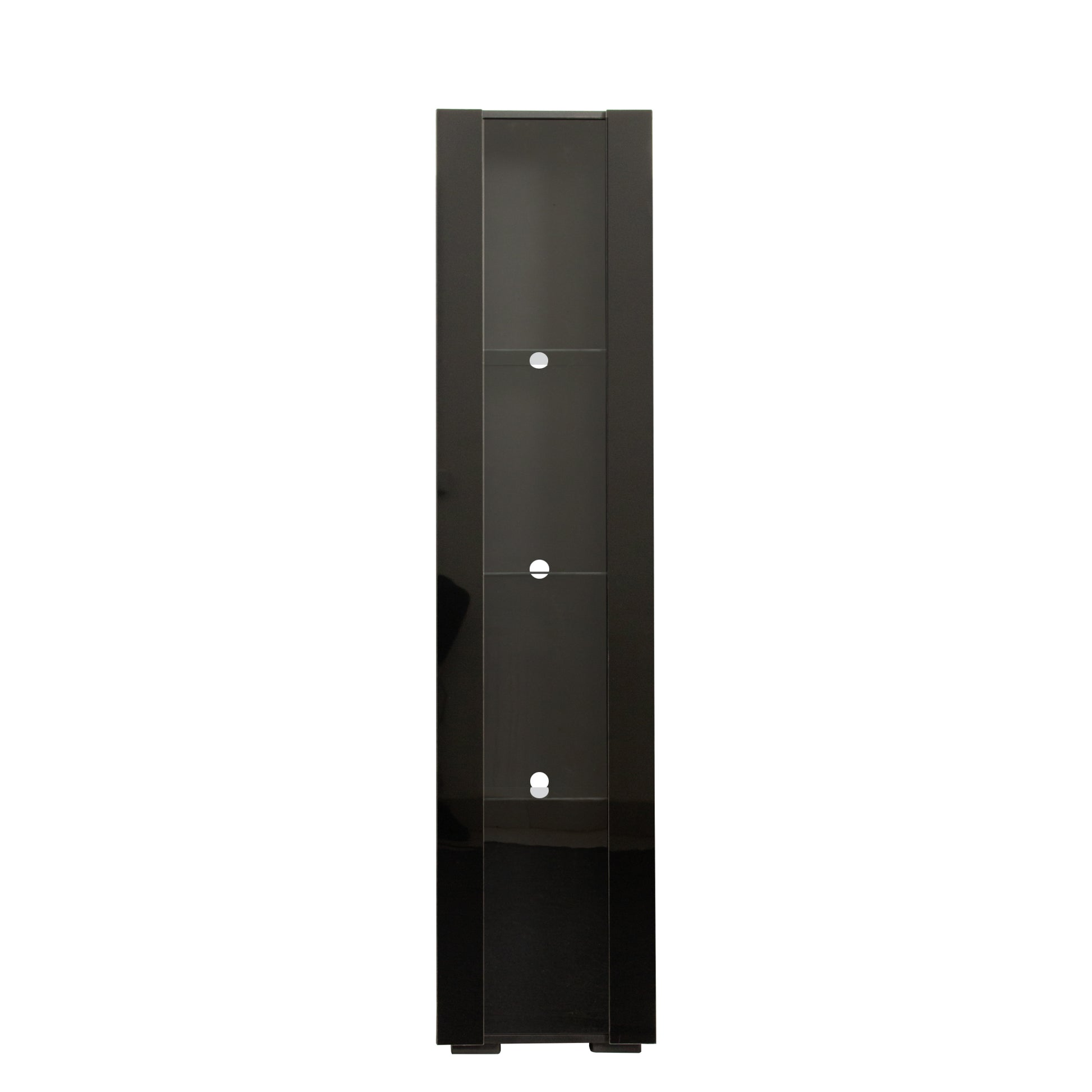 Black Side Cabinet With Aluminum Strip Lamp,With Large Storage Space Black Particle Board