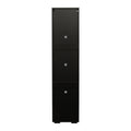 Black Side Cabinet With Aluminum Strip Lamp,With Large Storage Space Black Particle Board