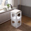 Multifunction Stackable Play Stool,Wood Stool,Pet Play Stool,Hollow Ottoman,White Finish White Mdf