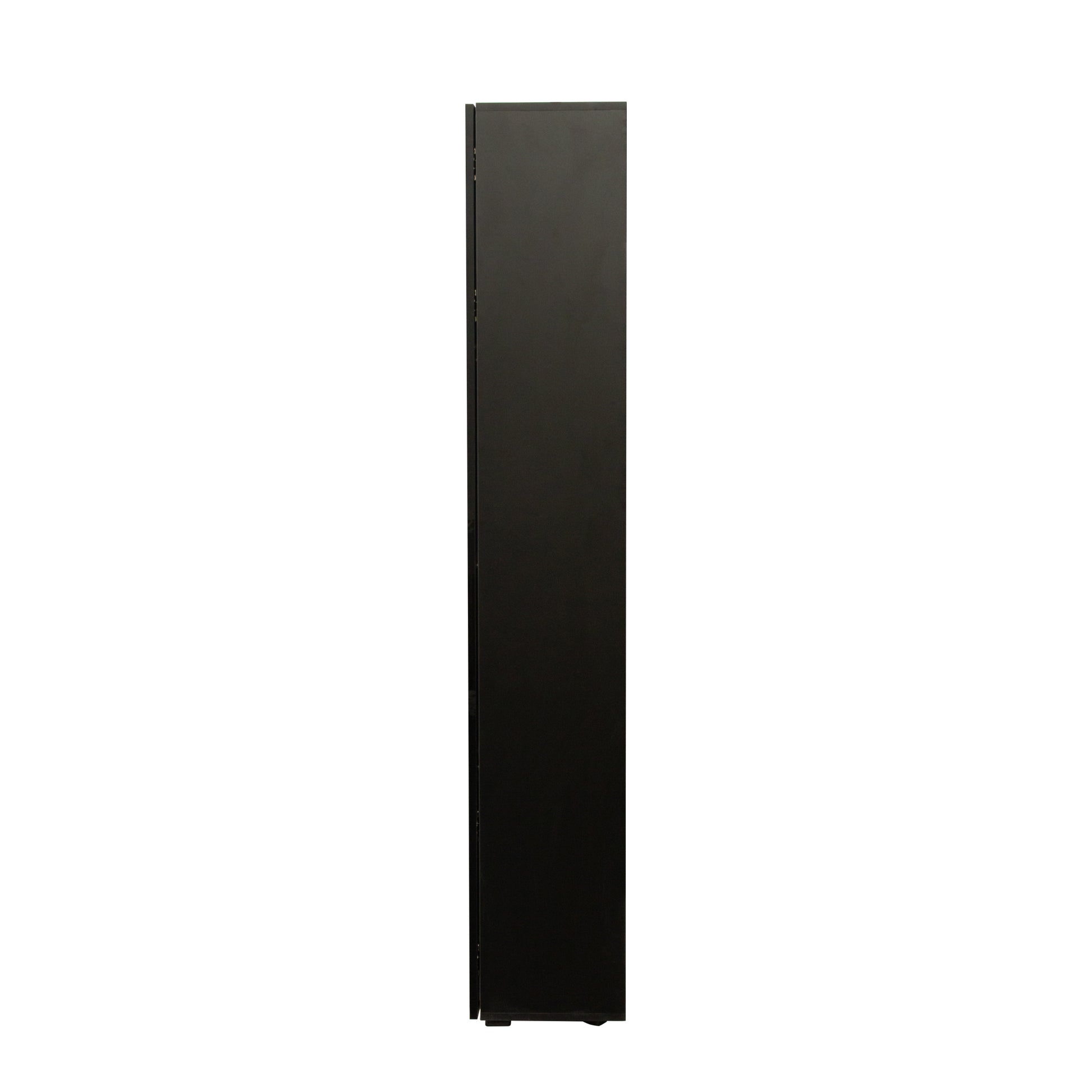 Black Side Cabinet With Aluminum Strip Lamp,With Large Storage Space Black Particle Board