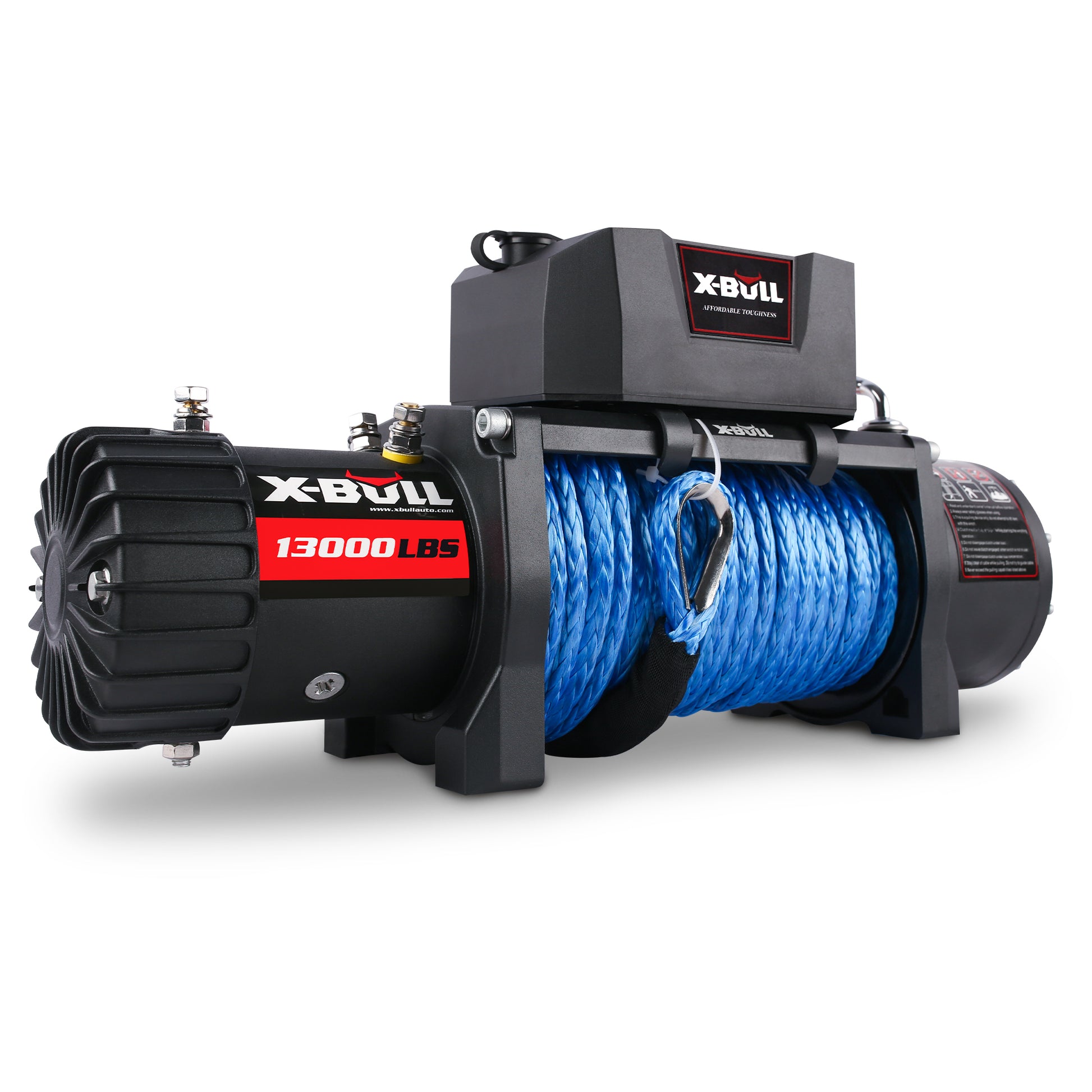 Electric Winch 13000 Lbs 12V Synthetic Blue Rope Upgrade Black Aluminium