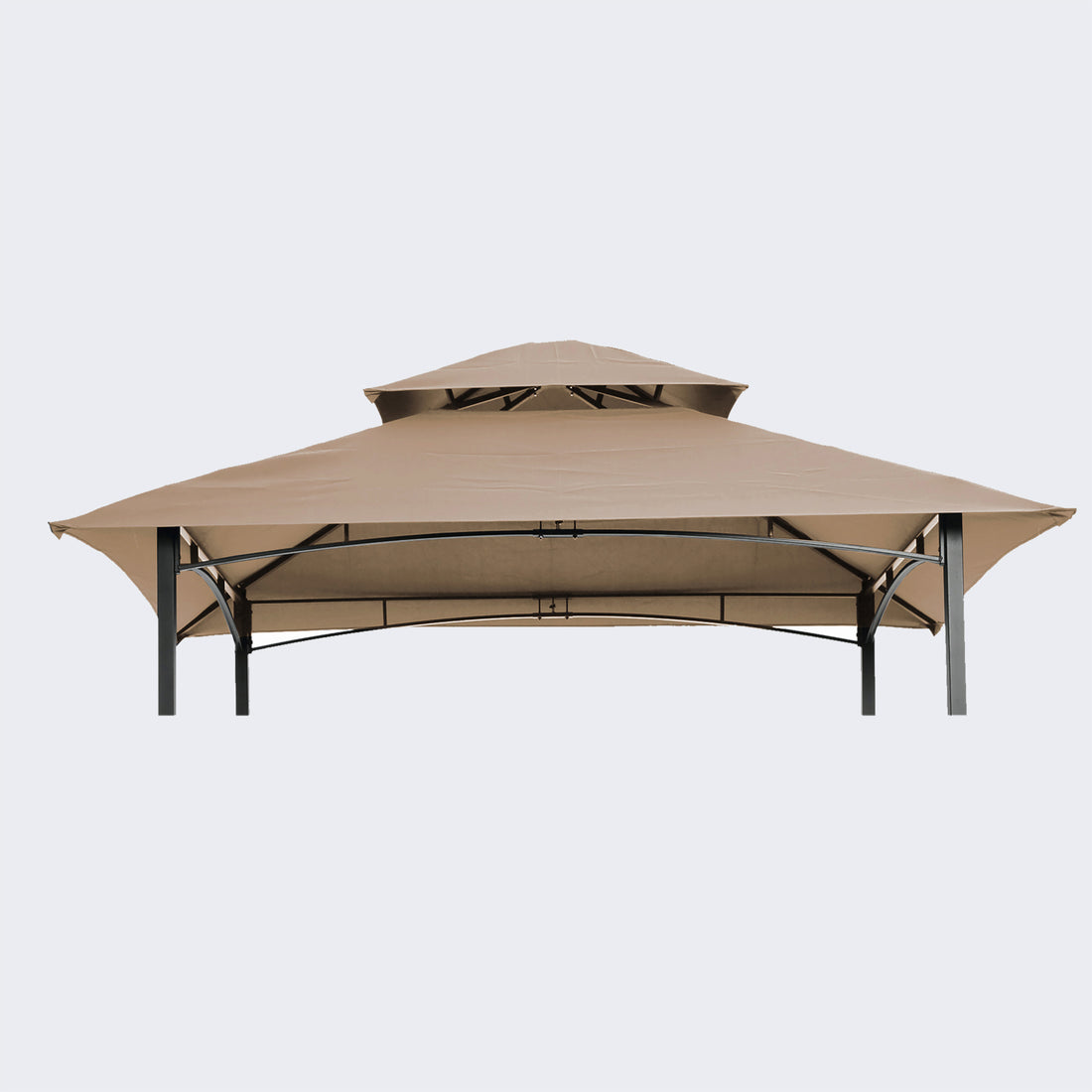 8X5Ft Grill Gazebo Replacement Canopy,Double Tiered Bbq Tent Roof Top Cover,Beige Beige Fabric