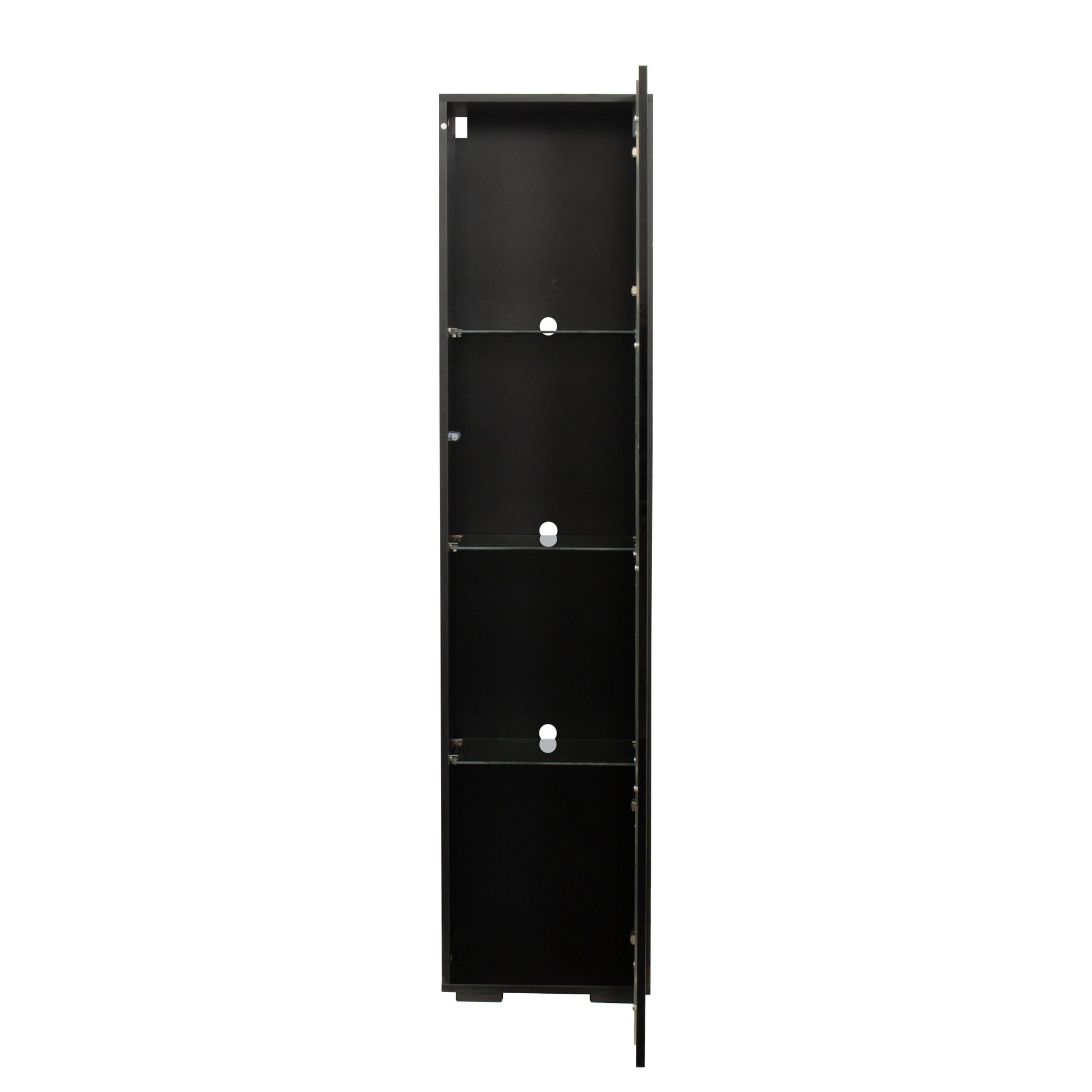 Black Side Cabinet With Aluminum Strip Lamp,With Large Storage Space Black Particle Board