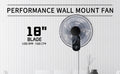 Simple Deluxe 18 Blade Wall Mount Fan, 5 Blades Adjustable 3 Speed Wall Mount Fan For Indoor, Home, Office And College Dorm Use, 90 Degree Horizontal Oscillating, 4 Hours Timer, Black, 1 Pack Black