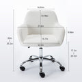 Hengming Faux Fur Home Office Chair,Fluffy Fuzzy Comfortable Makeup Vanity Chair ,Swivel Desk Chair Height Adjustable Dressing Chair For Bedroom White Wool