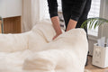 010 Soft Teddy Fabric Tufted Foam Bean Bag Chair With Teddy Fabric Ivory White Ivory Primary Living Space Soft Modern Foam Teddy