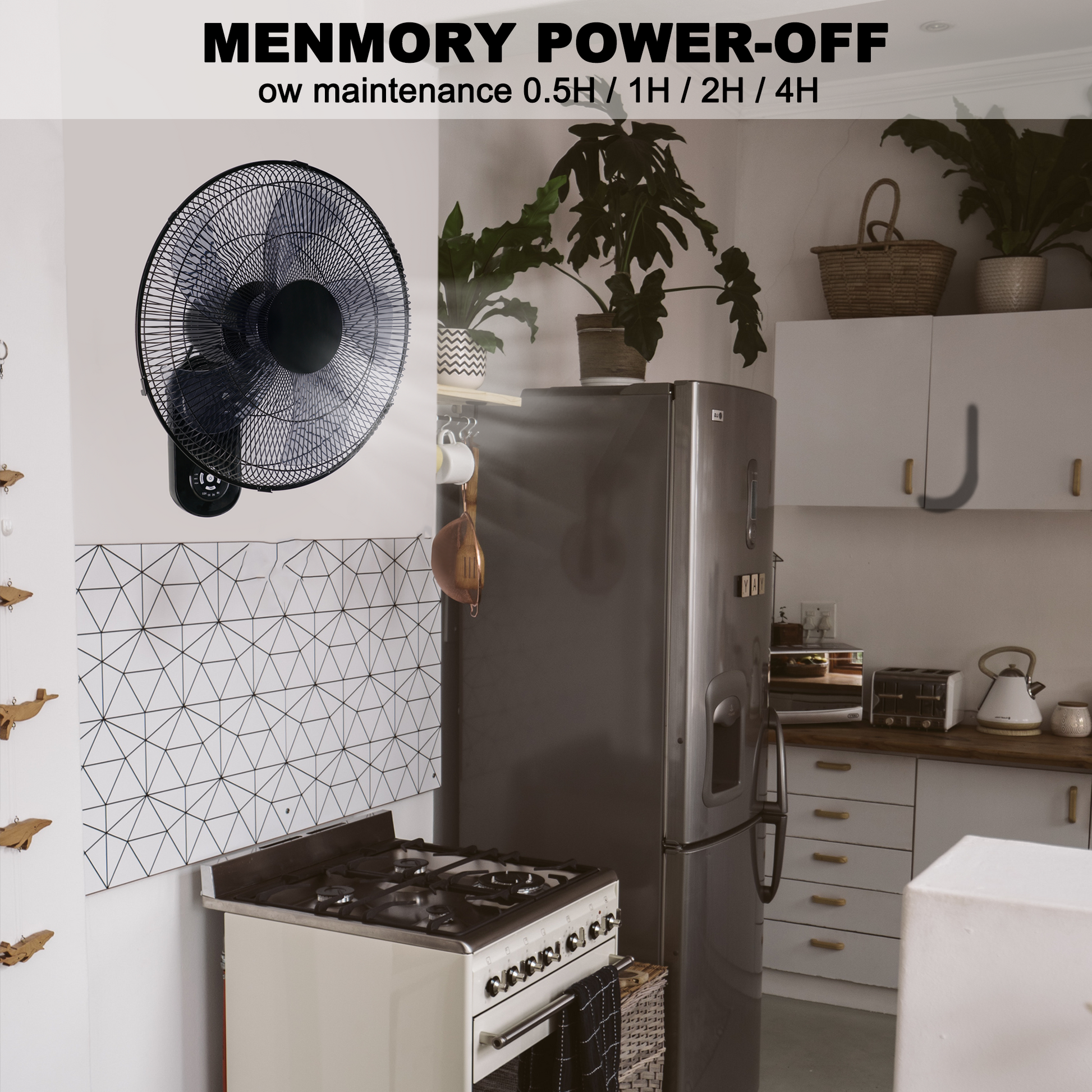 Simple Deluxe 18 Blade Wall Mount Fan, 5 Blades Adjustable 3 Speed Wall Mount Fan For Indoor, Home, Office And College Dorm Use, 90 Degree Horizontal Oscillating, 4 Hours Timer, Black, 1 Pack Black