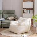 010 Soft Teddy Fabric Tufted Foam Bean Bag Chair With Teddy Fabric Ivory White Ivory Primary Living Space Soft Modern Foam Teddy