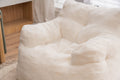 010 Soft Teddy Fabric Tufted Foam Bean Bag Chair With Teddy Fabric Ivory White Ivory Primary Living Space Soft Modern Foam Teddy