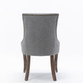 Ultra Side Dining Chair Thickened Fabric Chairs With Neutrally Toned Solid Wood Legs Bronze Nail Head Set Of 2 Gray Gray Foam Fabric
