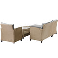 Outdoor, Patio Furniture Sets, 4 Piece Conversation Set Wicker Ratten Sectional Sofa With Seat Cushions Beige Brown Beige Brown Rattan