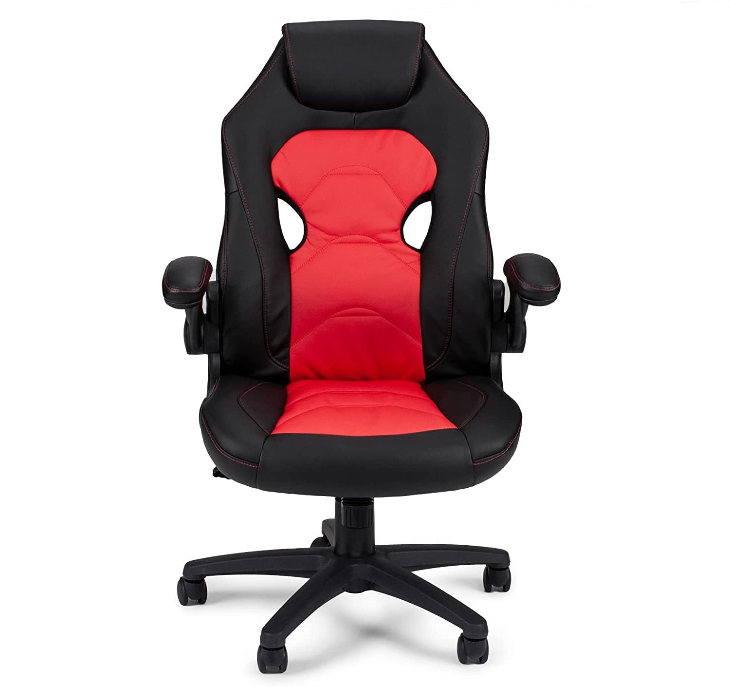 Office Chair Upholstered 1Pc Comfort Chair Relax Gaming Office Chair Work Black And Red Color Black Red Office Contemporary,Modern Office Chairs Solid Back Adjustable Height Fabric