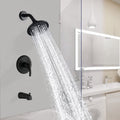 Single Handle 5 Functions Shower Head Set With Tub Spout Valve Included Matte Black Brass