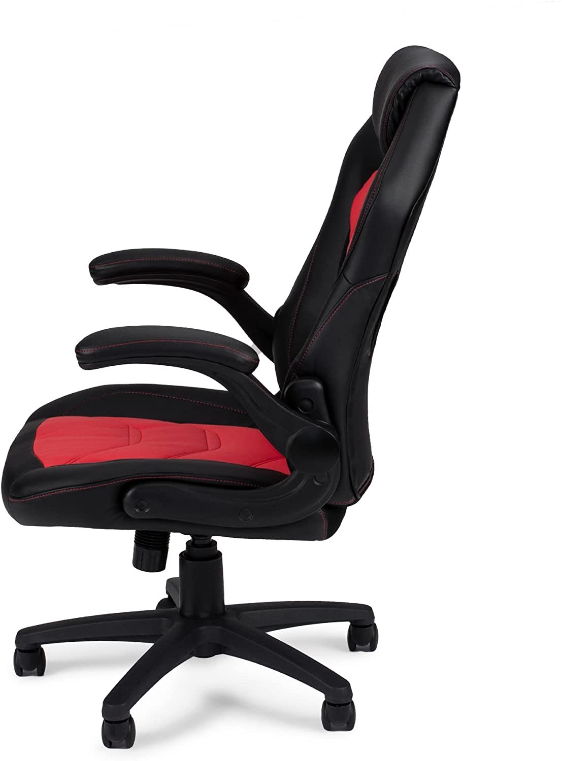 Office Chair Upholstered 1Pc Comfort Chair Relax Gaming Office Chair Work Black And Red Color Black Red Office Contemporary,Modern Office Chairs Solid Back Adjustable Height Fabric