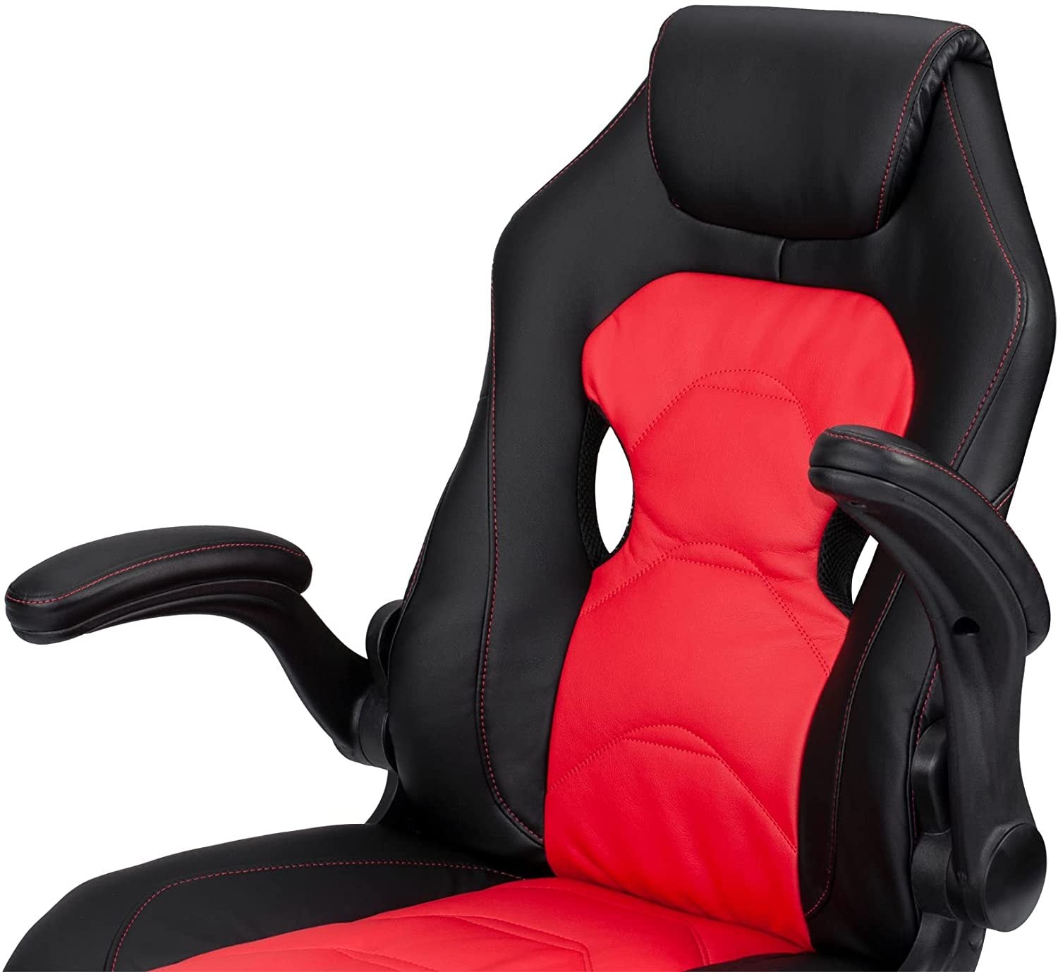 Office Chair Upholstered 1Pc Comfort Chair Relax Gaming Office Chair Work Black And Red Color Black Red Office Contemporary,Modern Office Chairs Solid Back Adjustable Height Fabric