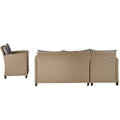 Outdoor, Patio Furniture Sets, 4 Piece Conversation Set Wicker Ratten Sectional Sofa With Seat Cushions Beige Brown Beige Brown Rattan