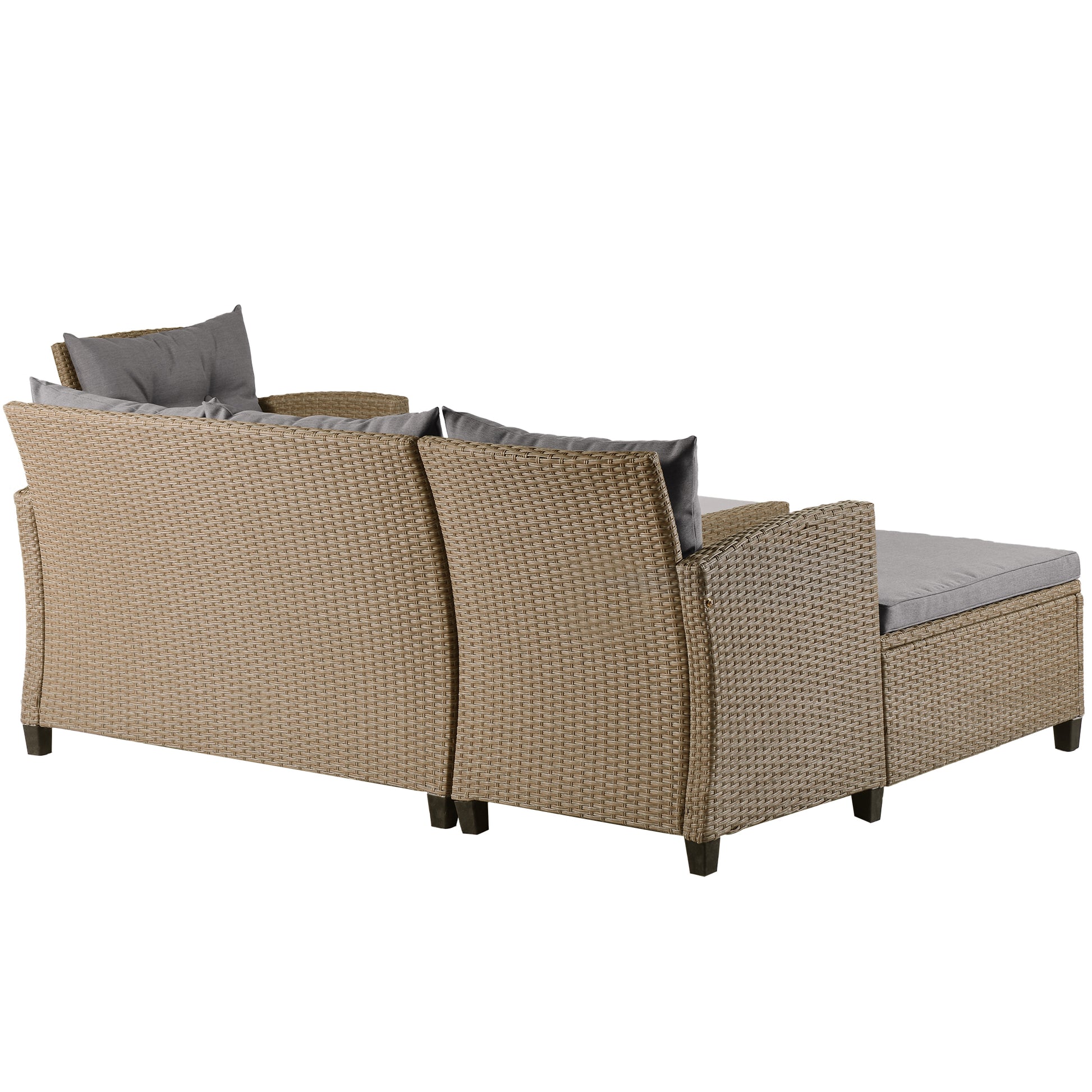 Outdoor, Patio Furniture Sets, 4 Piece Conversation Set Wicker Ratten Sectional Sofa With Seat Cushions Beige Brown Beige Brown Rattan