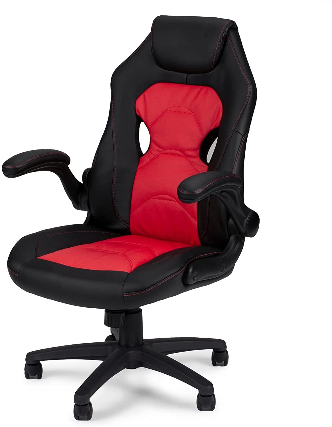 Office Chair Upholstered 1Pc Comfort Chair Relax Gaming Office Chair Work Black And Red Color Black Red Office Contemporary,Modern Office Chairs Solid Back Adjustable Height Fabric