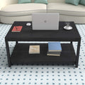 Yssoa Storage Shelf For Living Room And Office, Easy Assembly, Black Home Coffee Table , 31X20X16 Inch Black Solid Wood