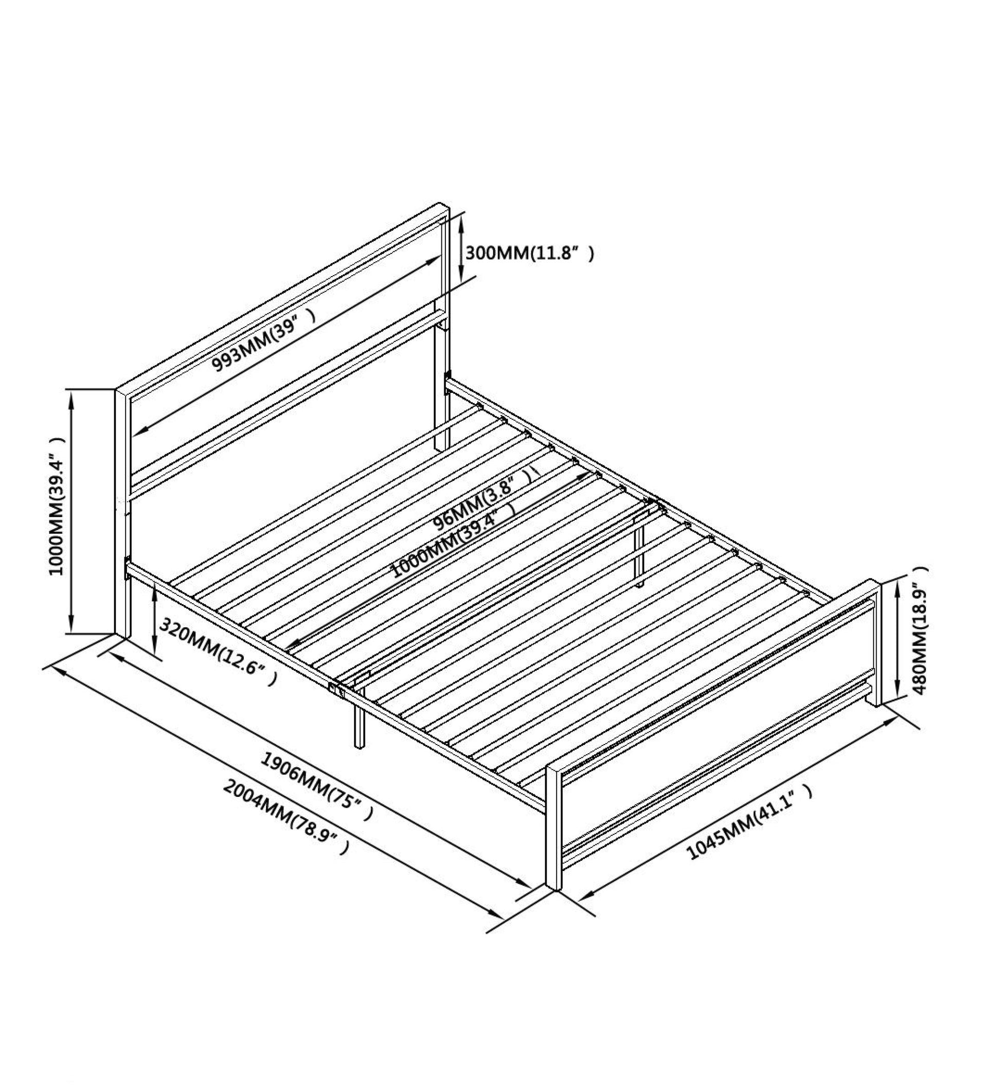 Twin Size Metal Bed Sturdy System Metal Bed Frame ,Modern Style And Comfort To Any Bedroom ,Black Black Metal