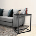 Yssoa C Shaped Sofa Side End Table With Hardwood Surface, 13.75