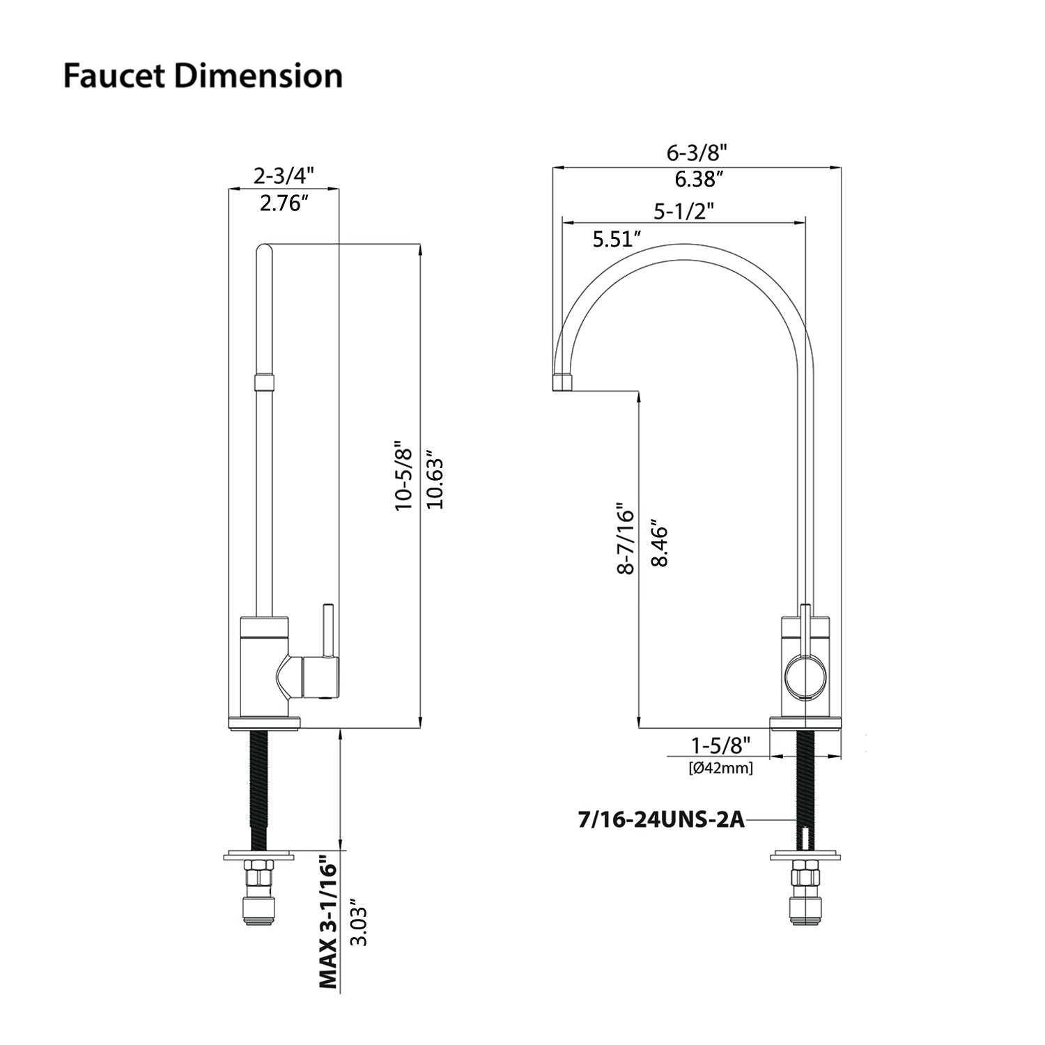 Kitchen Water Filter Faucet, Drinking Water Faucet Brushed Nickel Stainless Steel