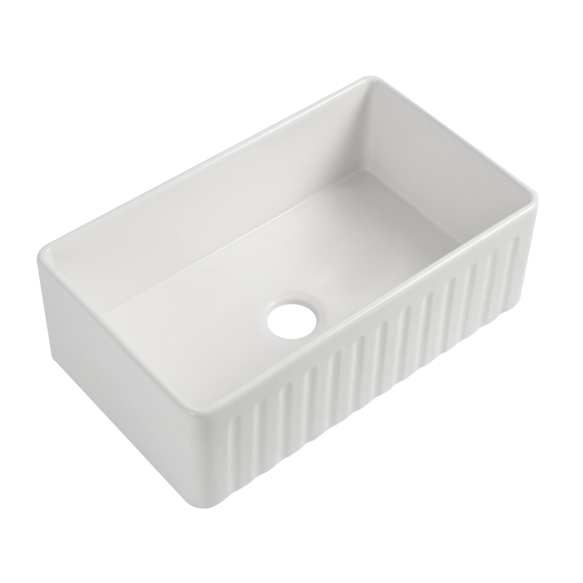 Fireclay 33" L X 20" W Farmhouse Kitchen Sink With Grid And Strainer White Fireclay