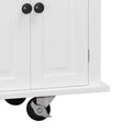Kitchen Island Cart With Two Storage Cabinets And Two Locking Wheels,43.31 Inch Width,4 Door Cabinet And Two Drawers,Spice Rack, Towel Rack White White Mdf