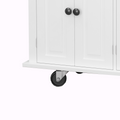 Kitchen Island Cart With Two Storage Cabinets And Two Locking Wheels,43.31 Inch Width,4 Door Cabinet And Two Drawers,Spice Rack, Towel Rack White White Mdf