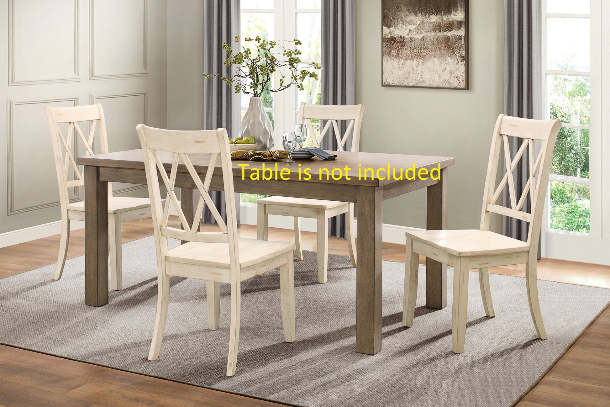 Casual White Finish Side Chairs Set Of 2 Pine Veneer Transitional Double X Back Design Dining Room Furniture White Dining Room Transitional Side Chair Wood