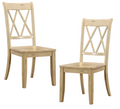 Casual Buttermilk Finish Side Chairs Set Of 2 Pine Veneer Transitional Double X Back Design Dining Room Furniture Natural Dining Room Transitional Side Chair Wood