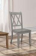 Casual Gray Finish Side Chairs Set Of 2 Pine Veneer Transitional Double X Back Design Dining Room Furniture Gray Dining Room Transitional Side Chair Wood