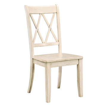 Casual White Finish Side Chairs Set Of 2 Pine Veneer Transitional Double X Back Design Dining Room Furniture White Dining Room Transitional Side Chair Wood