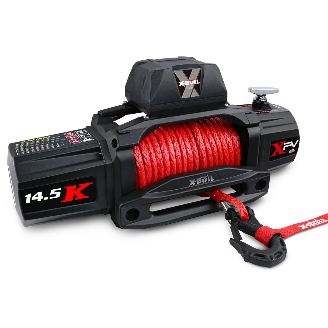 Electric Winch Xpv 14500 Lbs 12V Synthetic Red Rope Arrival Jeep Towing Truck 4Wd Black Aluminium