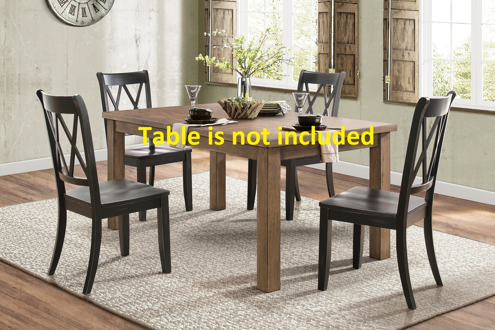 Casual Black Finish Side Chairs Set Of 2 Pine Veneer Transitional Double X Back Design Dining Room Furniture Black Dining Room Transitional Side Chair Cross Back Wood