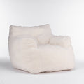 010 Soft Teddy Fabric Tufted Foam Bean Bag Chair With Teddy Fabric Ivory White Ivory Primary Living Space Soft Modern Foam Teddy