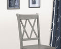 Casual Gray Finish Side Chairs Set Of 2 Pine Veneer Transitional Double X Back Design Dining Room Furniture Gray Dining Room Transitional Side Chair Wood