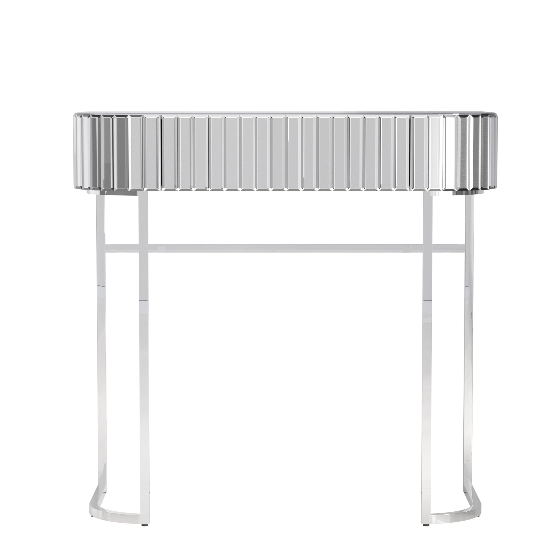 Mirrored Vanity Table, Mirrored Dressing Table, Stainless Steel Glossy Frame Desk For Bedroom Studio Office Gray Striped Mirrored Silver Glass