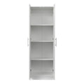 High Wardrobe And Kitchen Cabinet With 2 Doors And 3 Partitions To Separate 4 Storage Spaces, White White Mdf