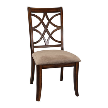 Wooden Side Chairs Set Of 2 Elegant Back Design Fabric Upholstery Cherry Finish Formal Dining Furniture Cherry Dining Room Traditional Side Chair Wood