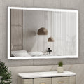 60X40 Inch Oversized Led Bathroom Mirror Wall Mounted Mirror With 3 Color Modes Aluminum Frame Large Wall Mirror For Bathroom Silver Aluminium