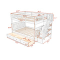 Stairway Full Over Full Bunk Bed With Drawer, Storage And Guard Rail For Bedroom, White Old Sku: Lp000310Aak White Solid Wood